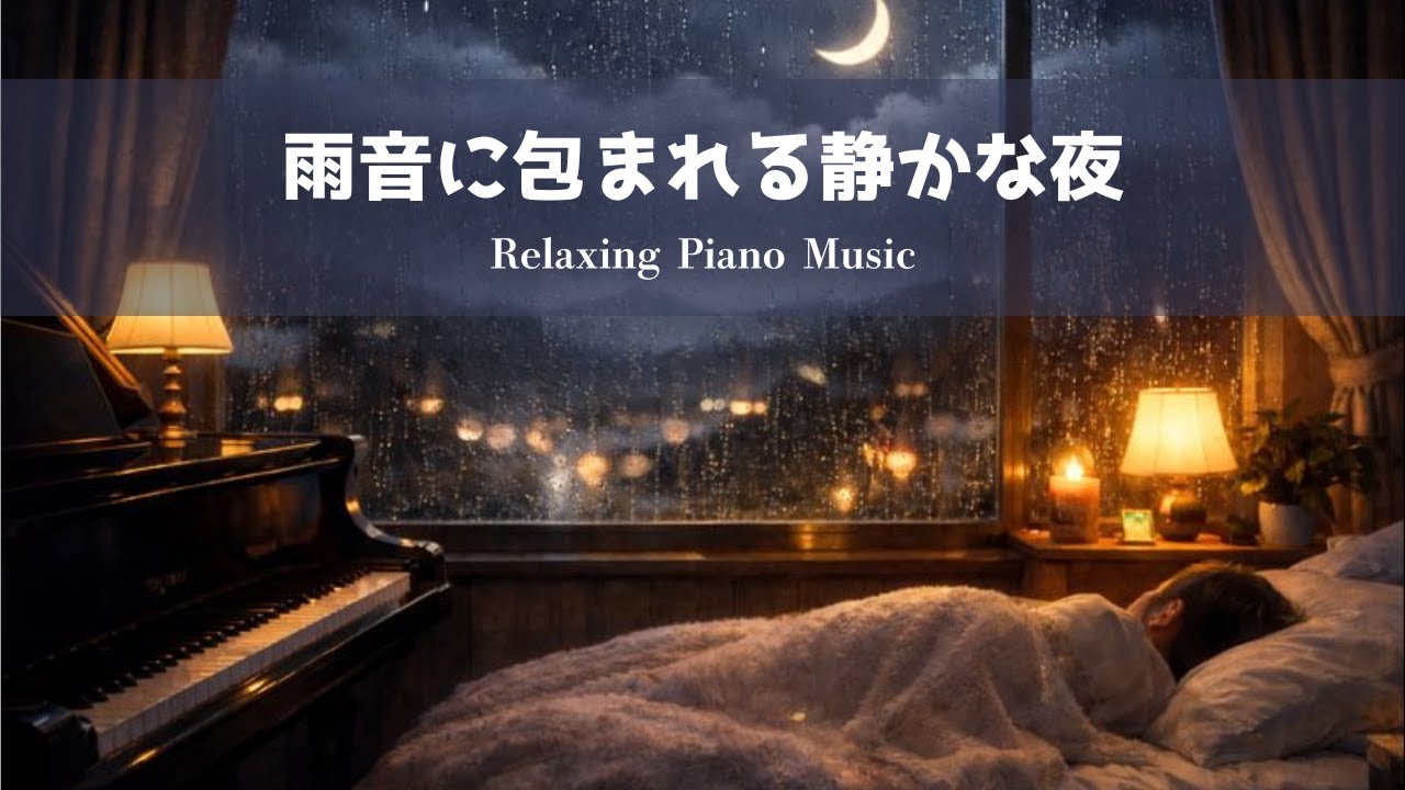 【睡眠用BGM】雨音に包まれる静かな夜｜安心して眠れるやさしいピアノ｜60分