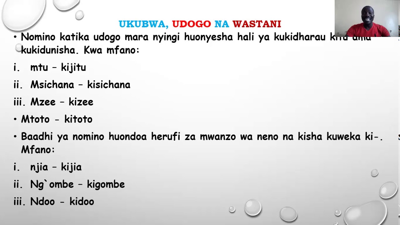 UKUBWA, UDOGO NA WASTANI