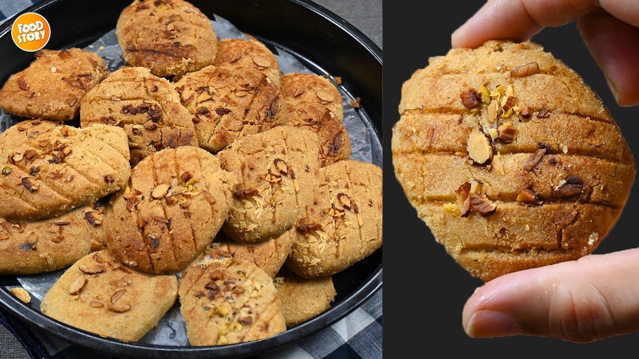Aata Biscuit No Oven No Eggs / Aate ke Crispy biscuit / Tea Snack atta biscuits