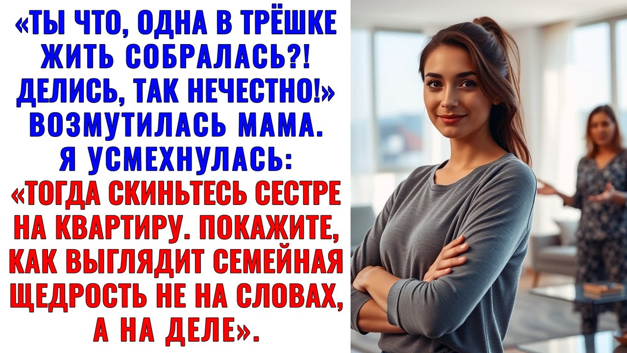 «В семье всё общее», — сказала мама. Отлично. Тогда отдайте свою квартиру.