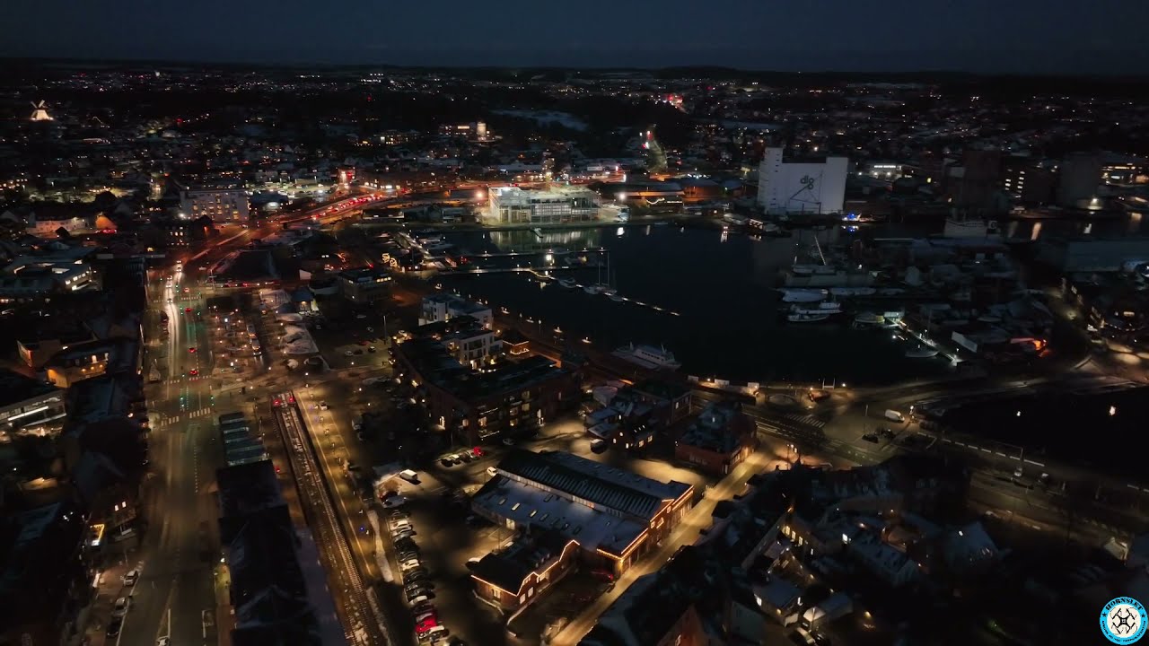 Svendborg by night. Set fra oven.