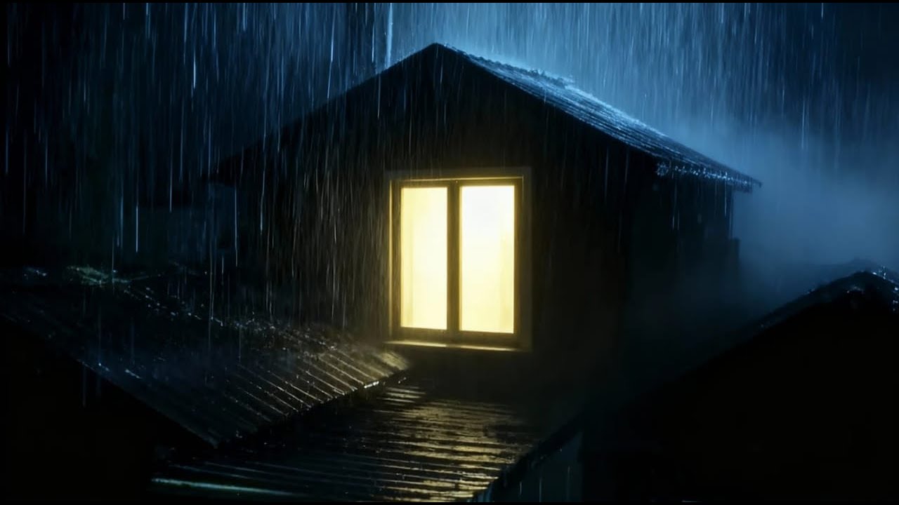 Непрерывный дождь и гром (чёрный экран)