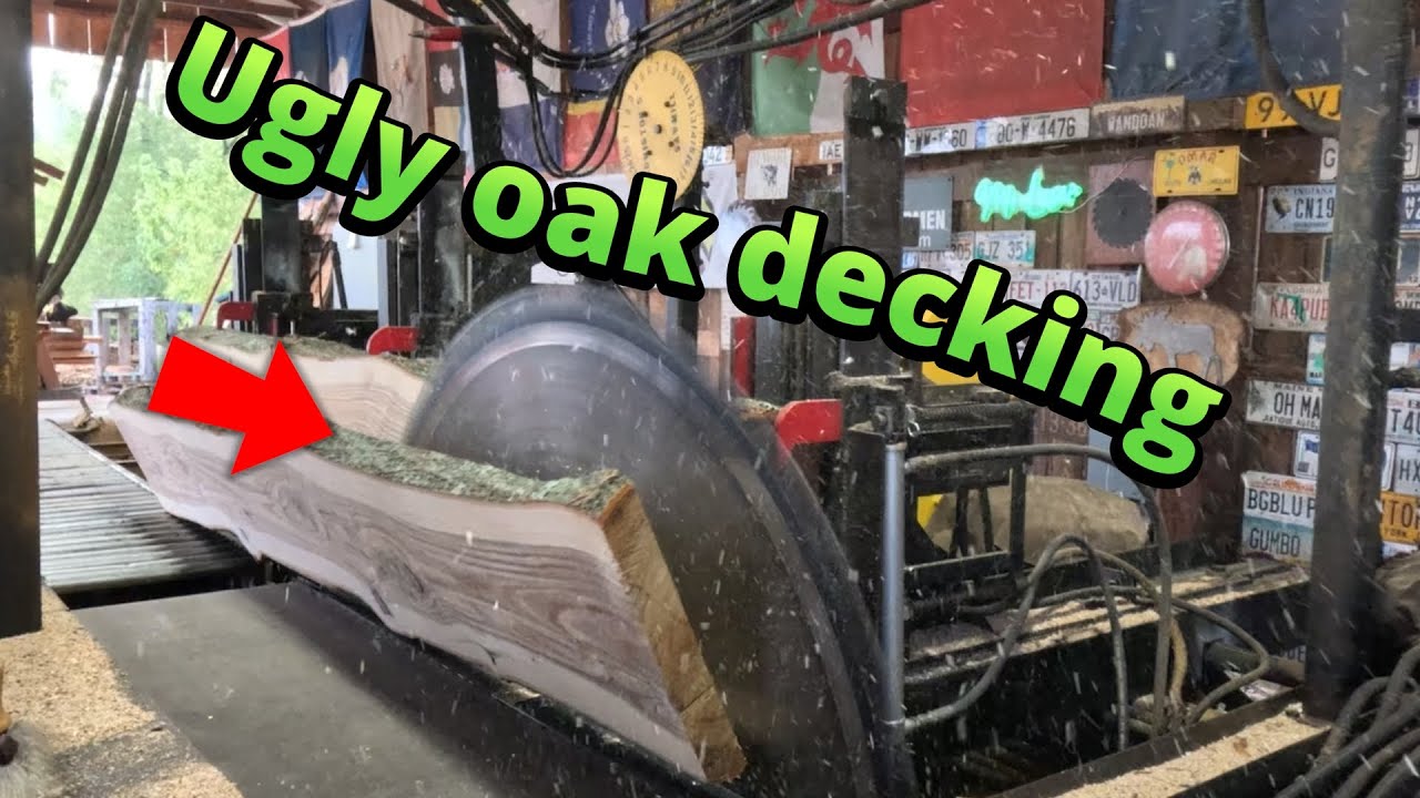 Распиловка двух уродливых дубовых бревен # 778