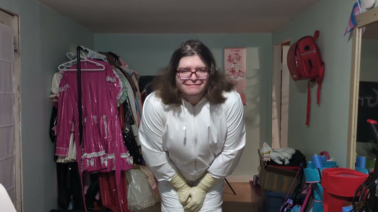 White PVC u Like suit with double hood test