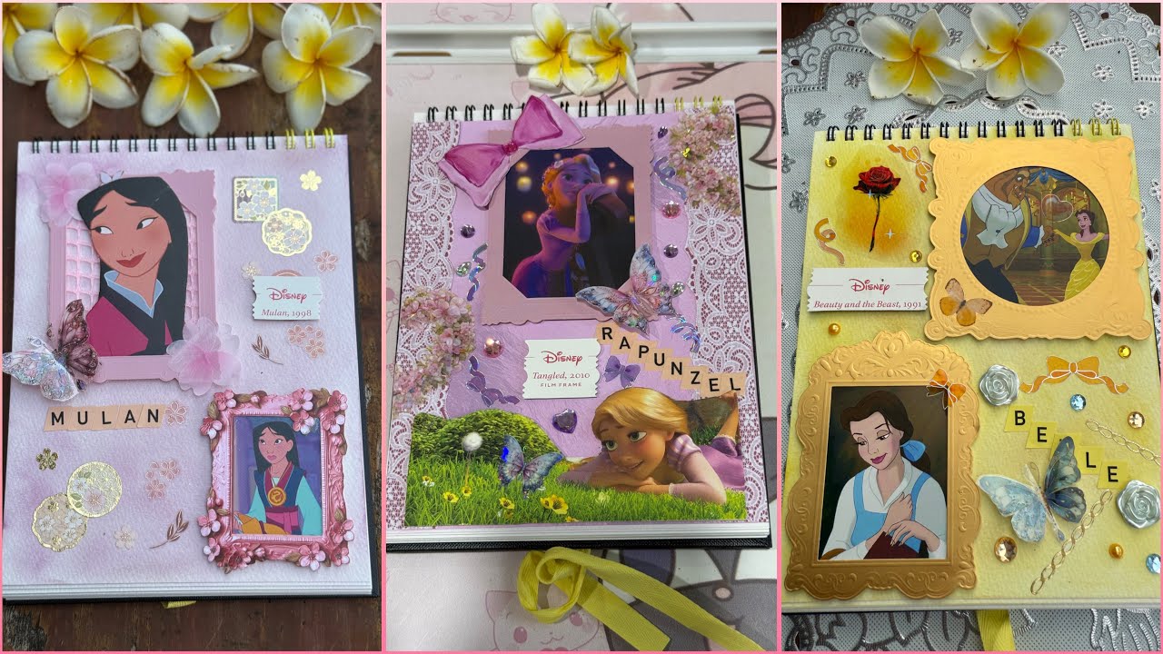 ASMR journal Disney Princess Postcard Box Collections Mulan, Belle and Rapunzel  🪷🪷🪷 #scrapbooking