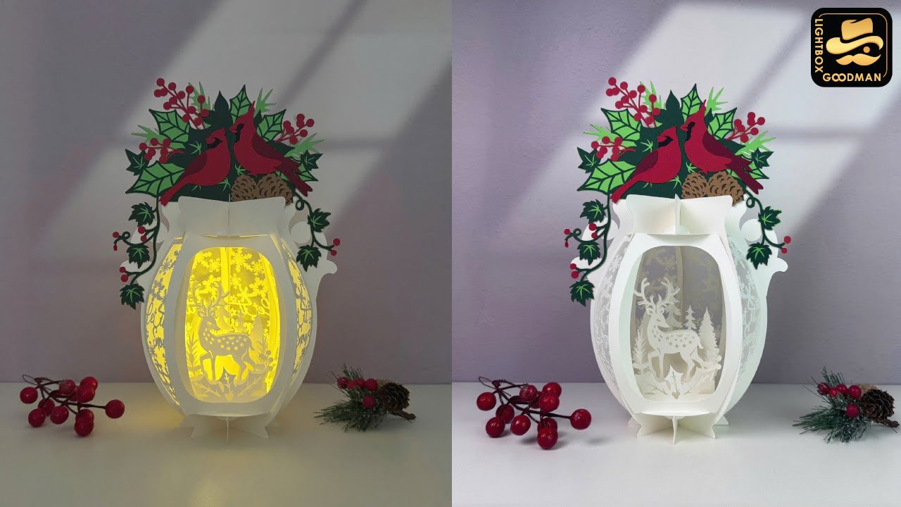 How To Make Paper Cut Lantern Vase Christmas 2