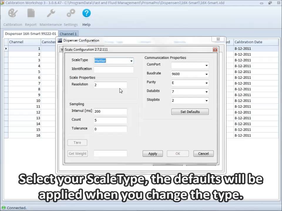 How to configure a scale in Calibration Workshop 3