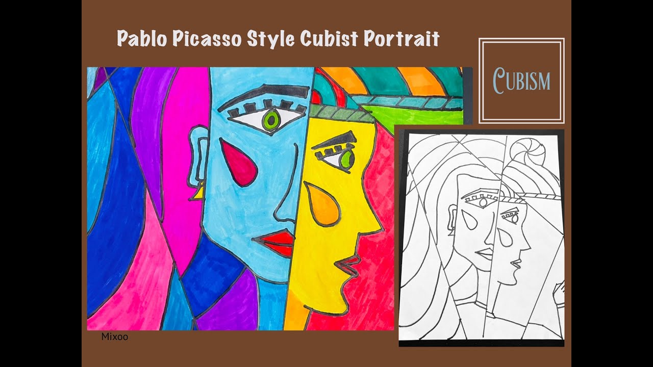 Picasso Style Cubist Portrait  #cubism, #modernart, #abstractart, #tutorial, #paintlikepicasso,