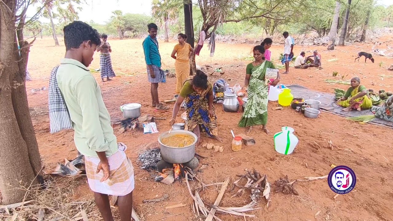 விவசாய காட்டில் அசைவ விருந்து வழிபாட்டு நிகழ்வு / Village Traditional food culture/ Sayalgudi jegan 