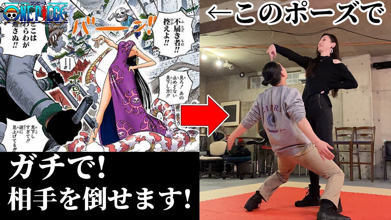 【ワンピース】ハンコックの「見下しすぎのポーズ」で相手を倒すだけの動画www【合気道 護身術】【メロメロの実】