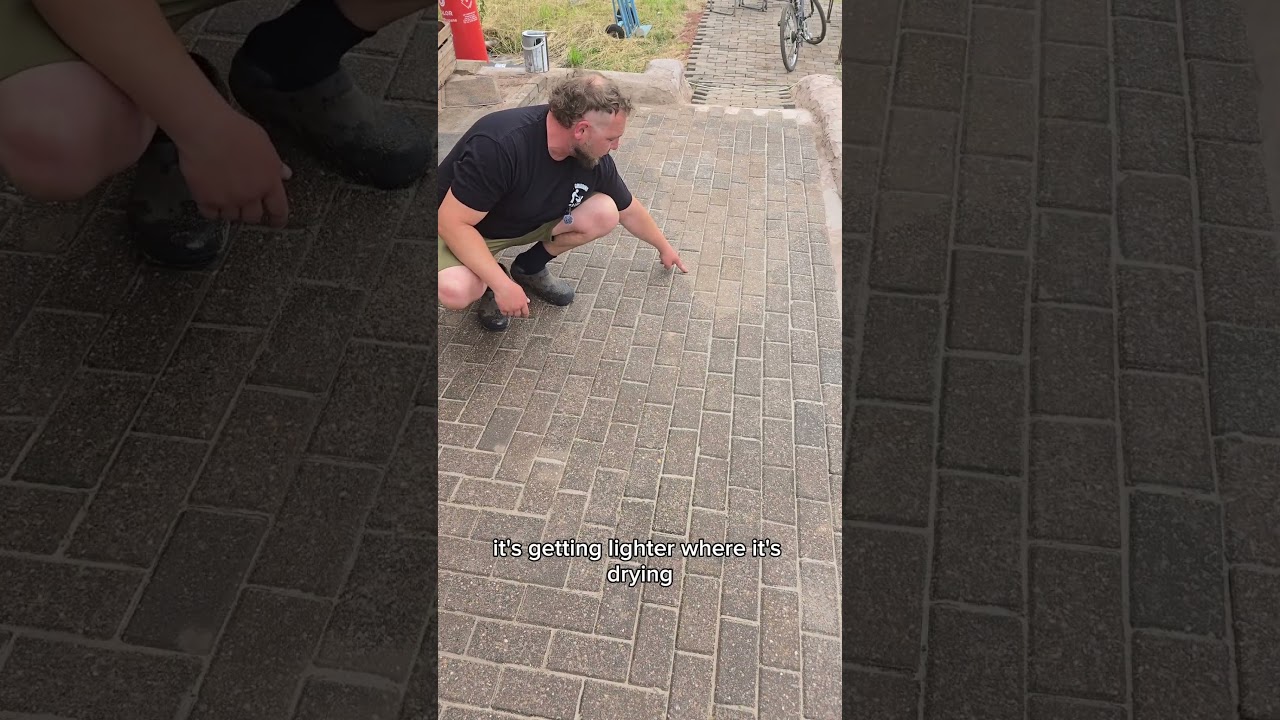 using patio joint mortar sand on block paving #paving #diy #offgridliving #offgridlife #farm