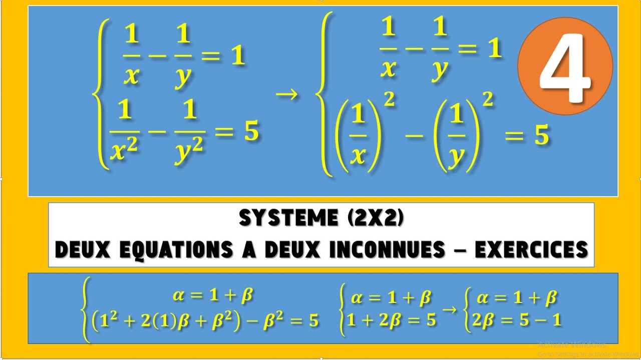 RESOUDRE UN SYSTEME D'EQUATIONS 2X2 DU SECOND DEGRE, AVEC LA METHODE DE SUBSTITUTION