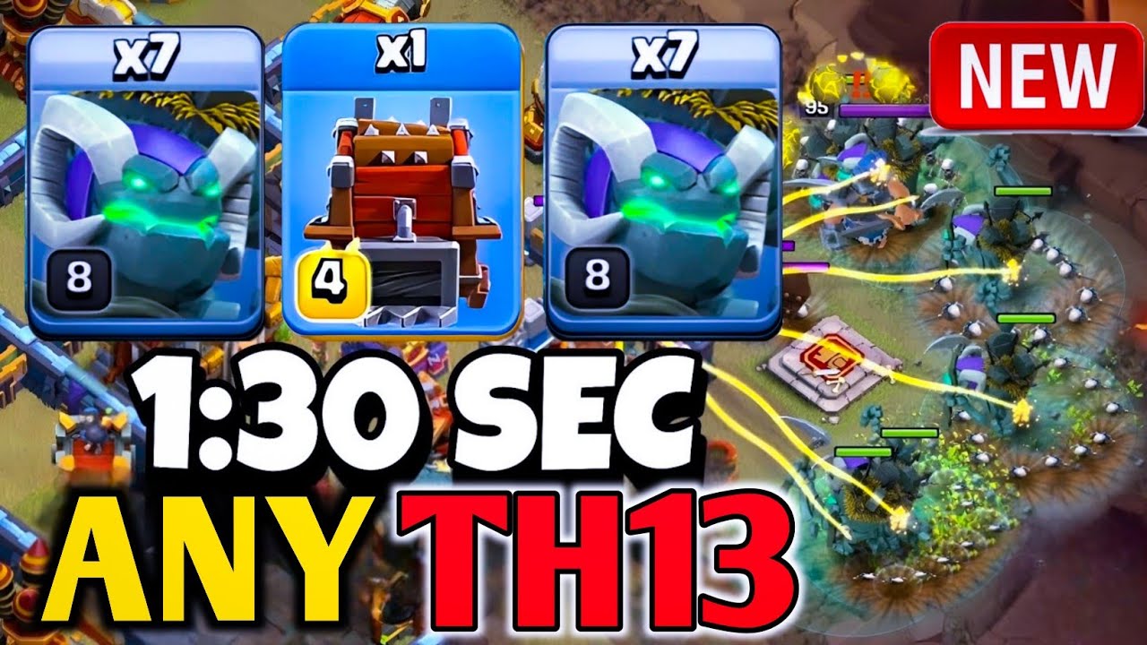 Effortless 3 Stars! TH13 WITCH GOLEM Attack Strategy | TH13 Witch Golem | Best TH13 Attack Strategy🔥