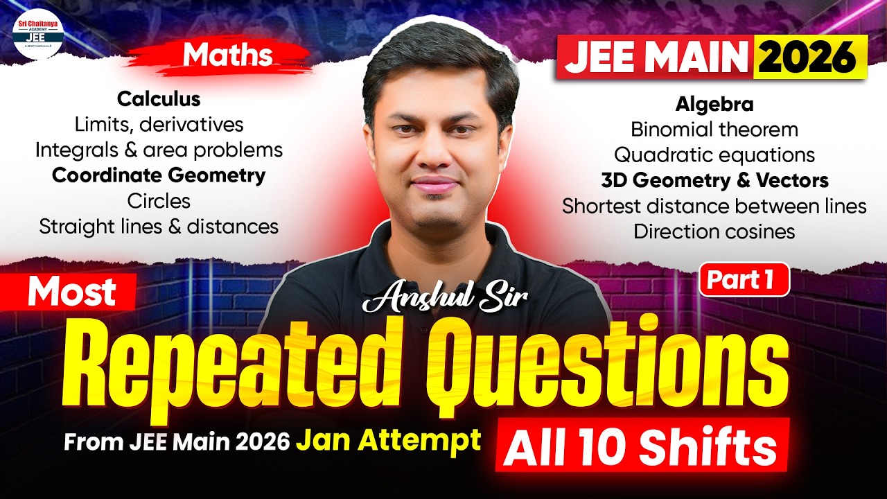 🔁 All 10 Shifts: Most Repeated MATHS Questions From JEE Main 2026 Jan Attempt | Part 1 | JEE Prep