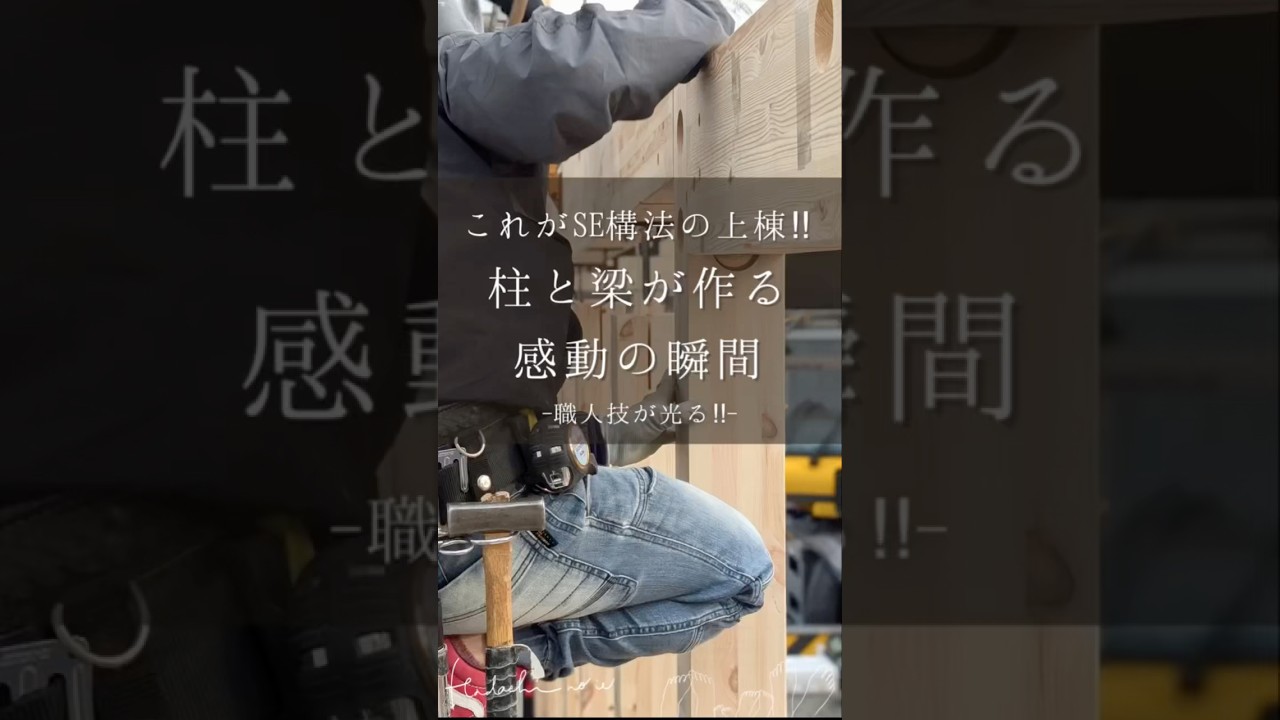 これがSE構法の上棟‼︎柱と梁が作る感動の瞬間!職人技が光る‼︎ #現場 #技術 #大工 #職人 #テク #プロの技 #仕上げ #やり方 #se構法 #shorts #上棟 #新築 #名場面