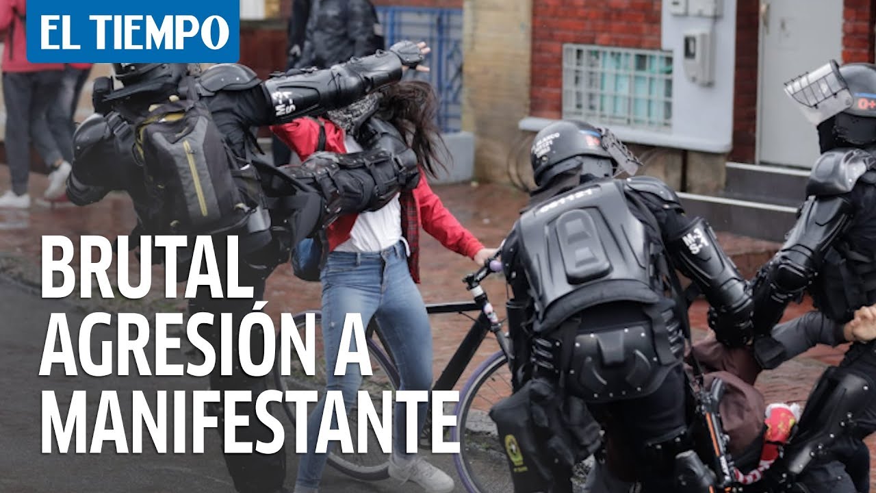 Video de brutal agresión de miembro del Esmad a una manifestante | El Tiempo