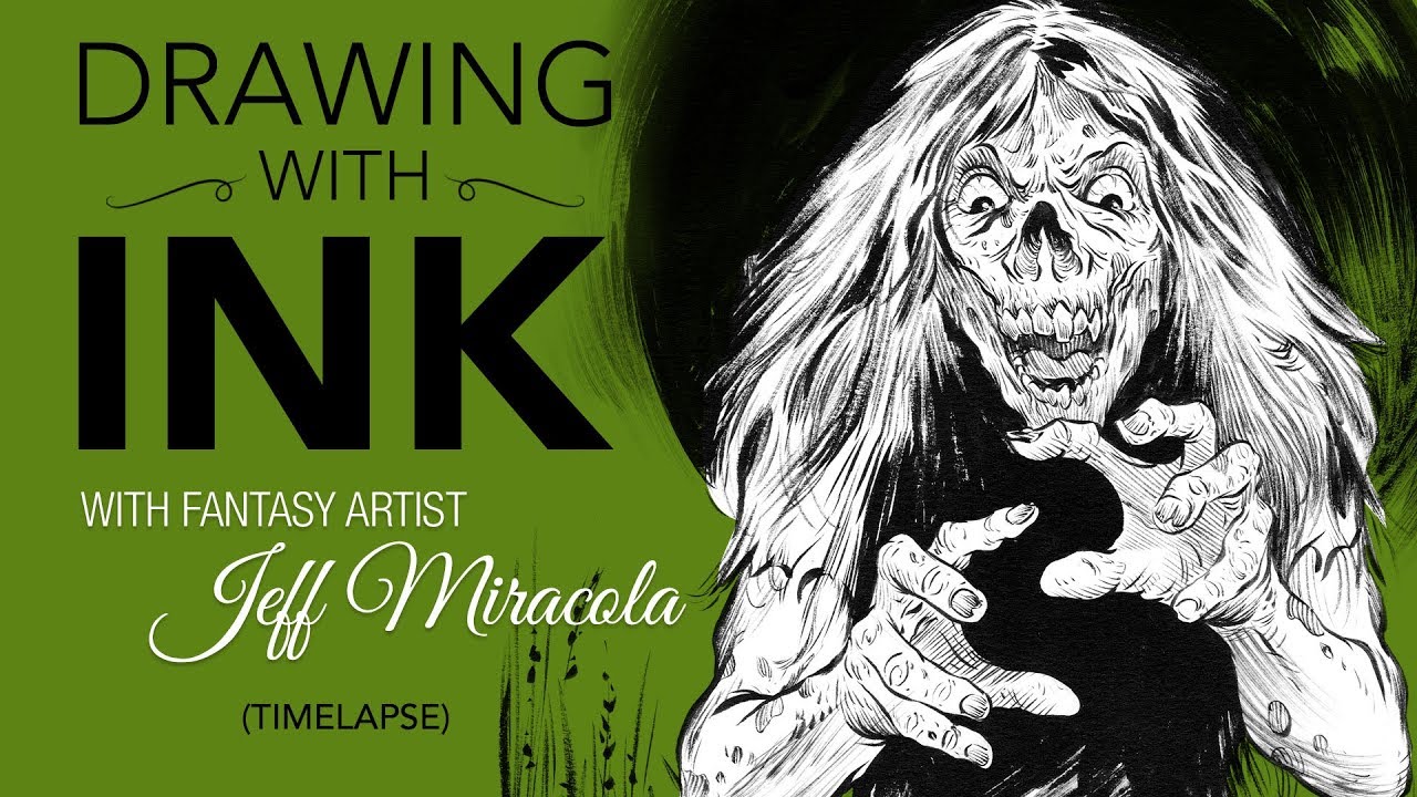 Drawing with Ink by Fantasy Artist Jeff Miracola - Time-lapse