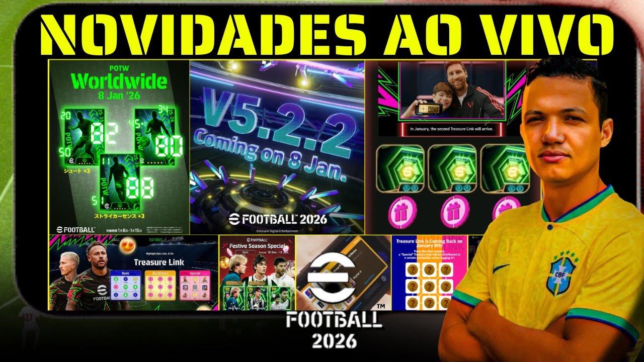 UPDATE 5.2.2! MANUTENÇÃO! 🔥 NOVIDADES AO VIVO, TIME DA GALERA + X1 | eFootball 2026