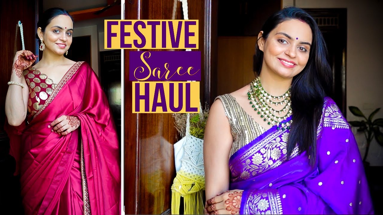 FESTIVE SAREE HAUL | SHIMLA MIRCH AND PALAK RAITA Recipe 