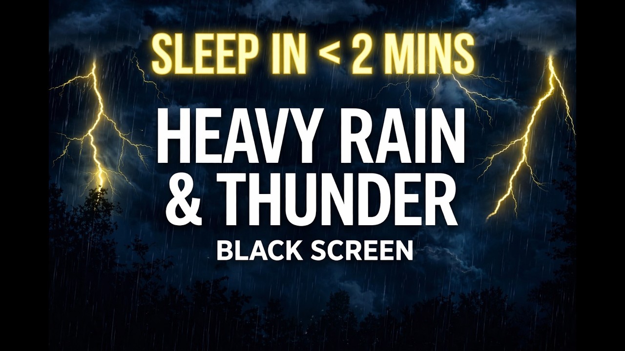 Thunder and Rain Sounds for Sleeping BLACK SCREEN | Calm and Relaxation | Dark Screen Nature Sounds