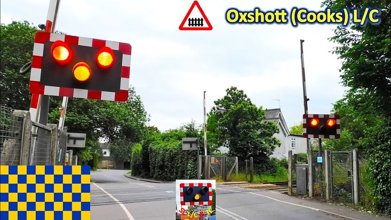 Evening Peak Trains at Oxshott (Cooks) Level Crossing, Surrey