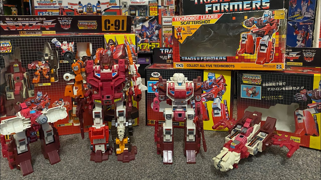 Transformers generation one complete scattershot collection. G1 vintage combiner takara gig variant