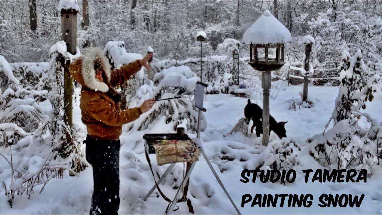 Plein Air Painting Tips Winter Snow Blizzard Michigan Studio Tamera easy beginner full demo how to