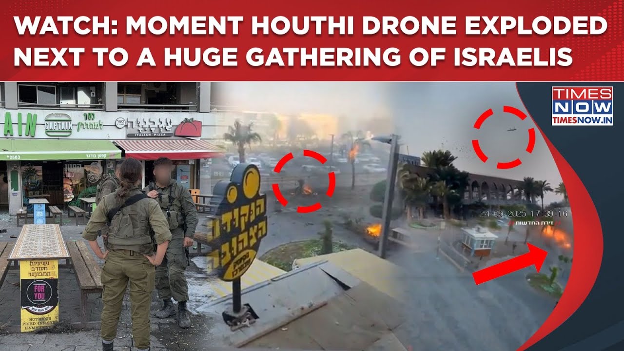 Watch Exact Moment Houthi Drone Exploded Near Eilat Shopping Mall Next To A Huge Gathering Of People