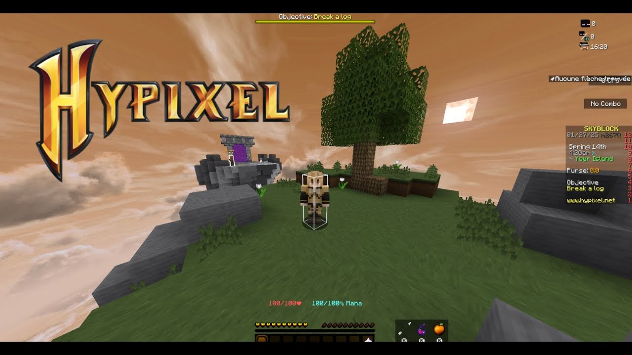 Le début du skybloc d'Hypixel