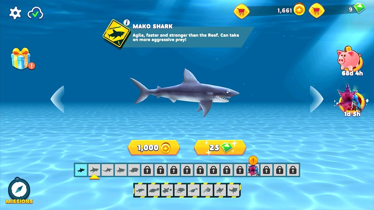 Hungry Shark Evolution MAKO SHARK Gameplay - (iOS, Android) Part 1