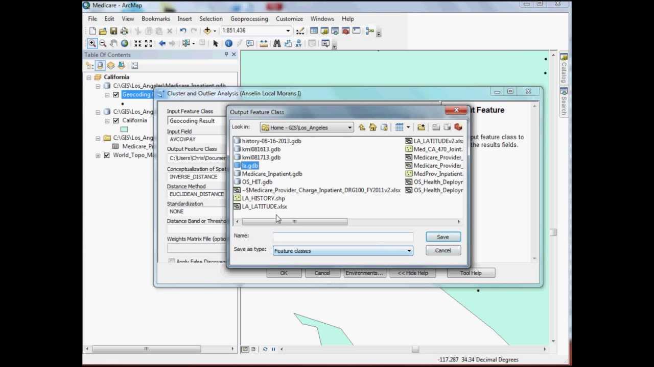 GIS Tutorial: Using the Local Morans I statistic to analyze hospital charges in ArcMap