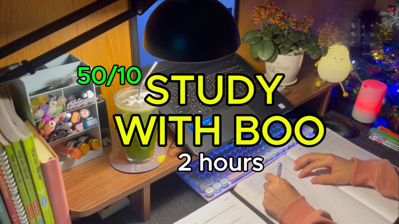 #143: 🎧 2 HOURS STUDY WITH ME 🔥 | Late Night | Pomodoro 50-10 | Real Time | Ambient Sound