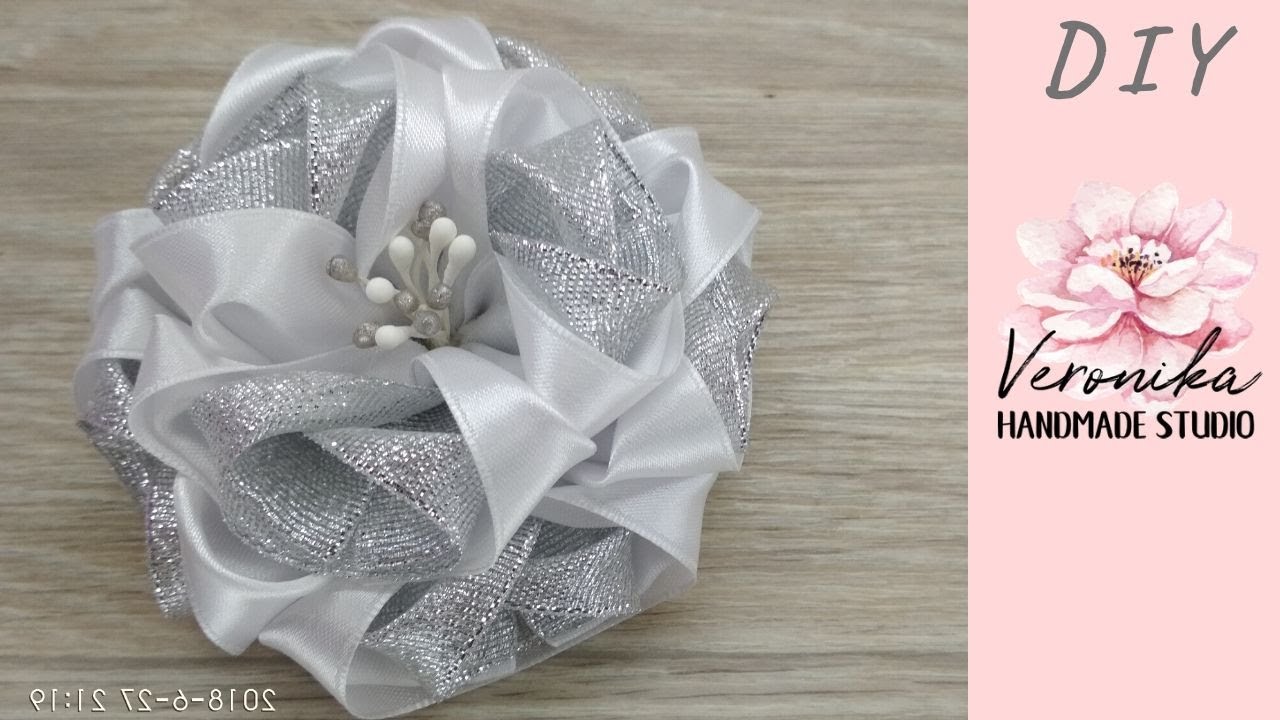 🌸Тычинки своими руками. Цветок из атласа и парчи🌸Bow flower of ribbon 5 cm Tutorial🌸PAP flor de fita