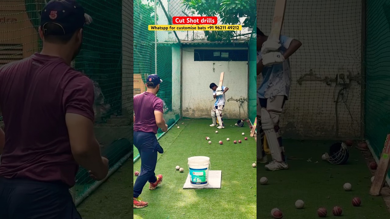 Cut Shot drill by 12 years old boy #cricket #cricketbattingpractice #cricketdrills #ytshorts