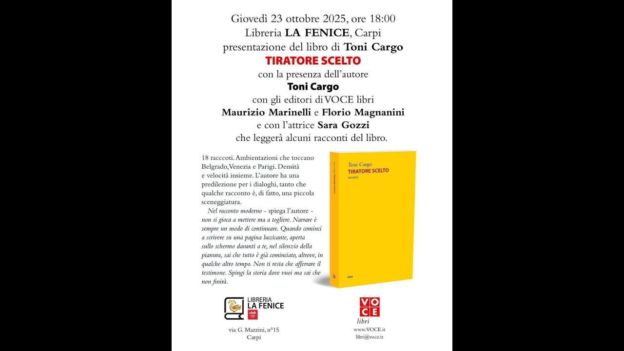 Toni Cargo presenta il suo libro 