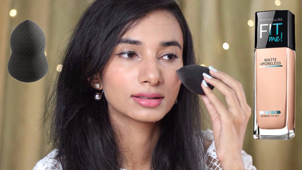 फाउंडेशन कैसे लगाएं| How to Apply Maybelline Fit Me Foundation for Full Coverage With Sponge