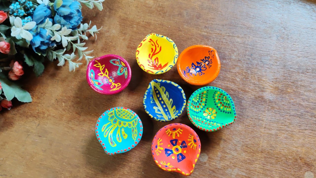 🔥🧨🎇🎆🪔Diya colouring ideas/दिया को कलर कैसे करें /প্রদীপ কালার #diy #viral