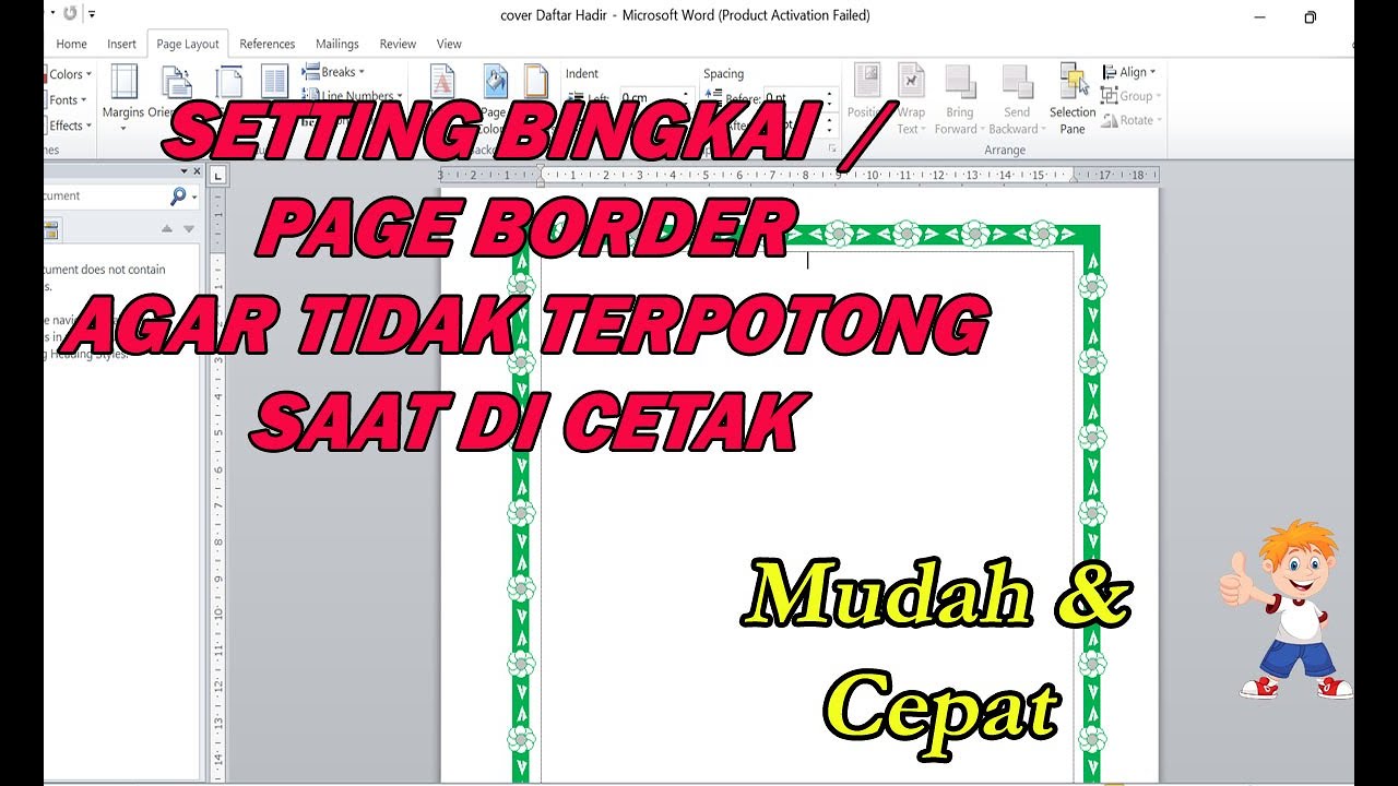Cara Membuat Bingkai MS word agar tidak terpotong saat dicetak