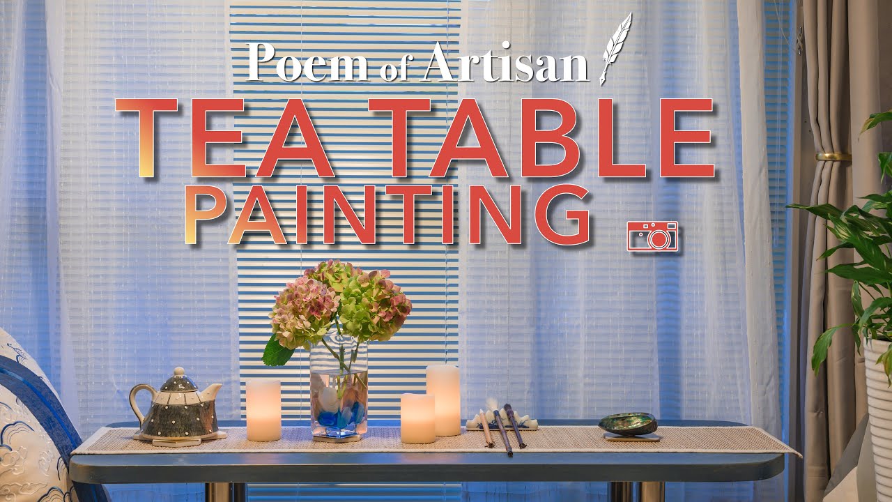 Dab painting our homemade tea table