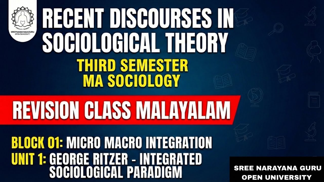 SGOU MA Sociology 3rd Sem | Recent Discourses in Sociological Theory | Block 1 Unit 1: George Ritzer