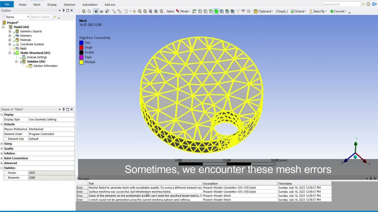 Ansys Workbench || Troubleshoot Mesh Errors || FEA || Finite Element Analysis