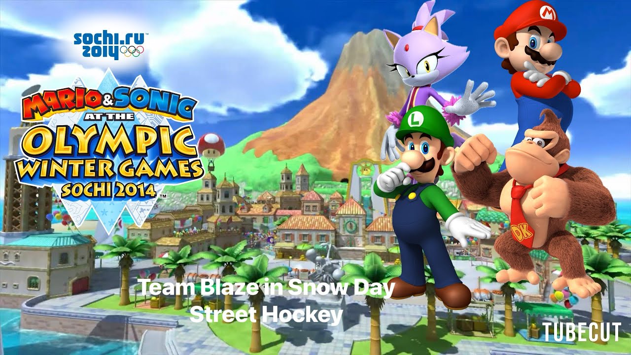 Mario & Sonic at the Sochi 2014 Olympic Winter Games Snow Day Street Hockey (Team Blaze)