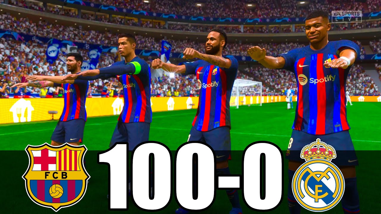 FIFA 23 | RONALDO, MESSI, MBAPPE, NEYMAR, ALL STARS | FC BARCELONA 100 - 0 REAL MADRID | UCL FINAL