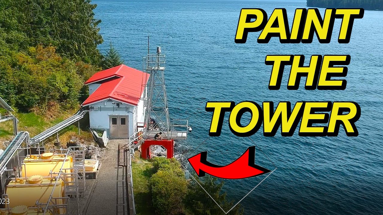 Lighthouse Keeper paints his Light Tower!