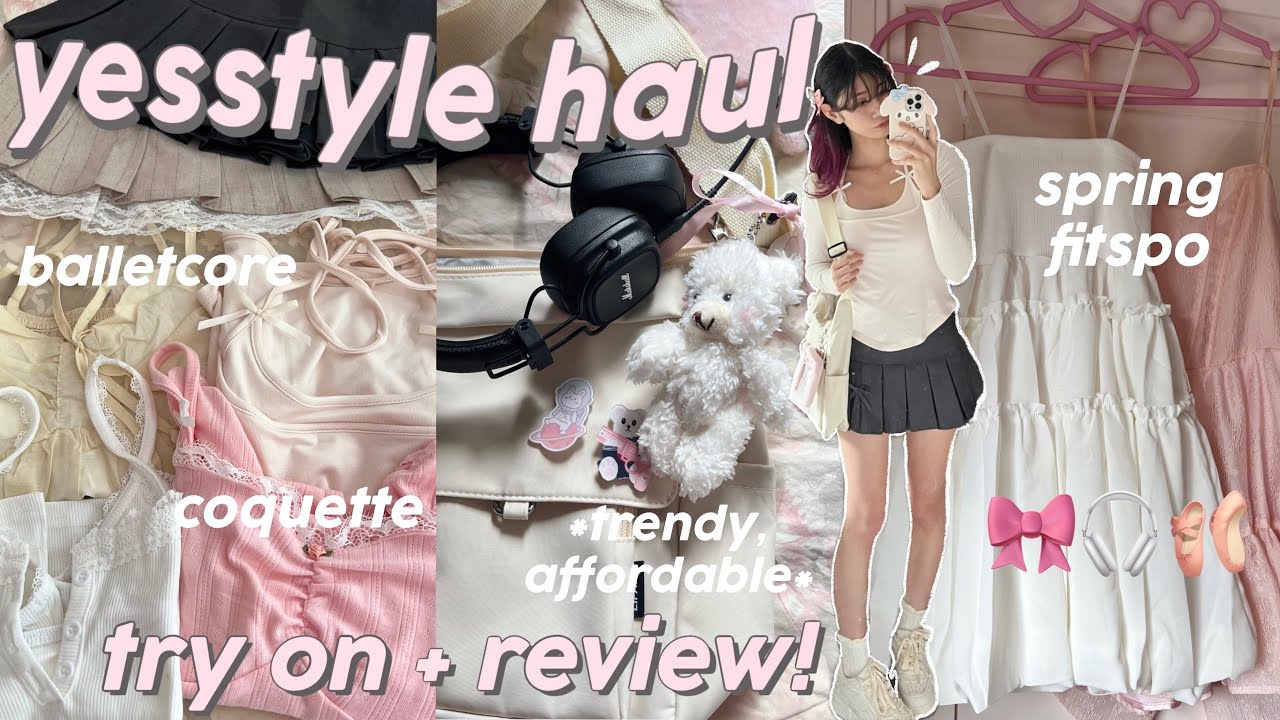 YESSTYLE TRY ON HAUL+REVIEW 🎀 trendy, affordable *balletcore + coquette*