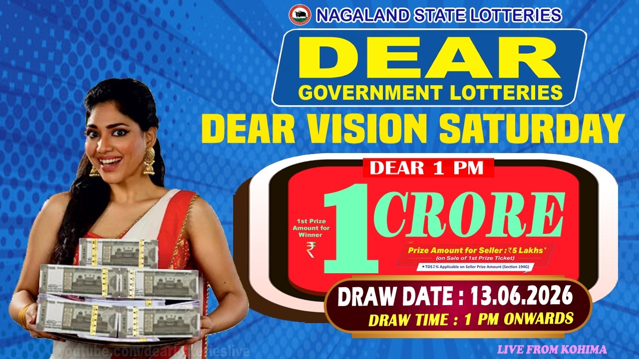 LOTTERY LIVE DEAR 1 PM 13.06.2026 NAGALAND STATE LOTTERY LIVE DEAR LOTTERY LIVE LOTTERY SAMBAD LIVE