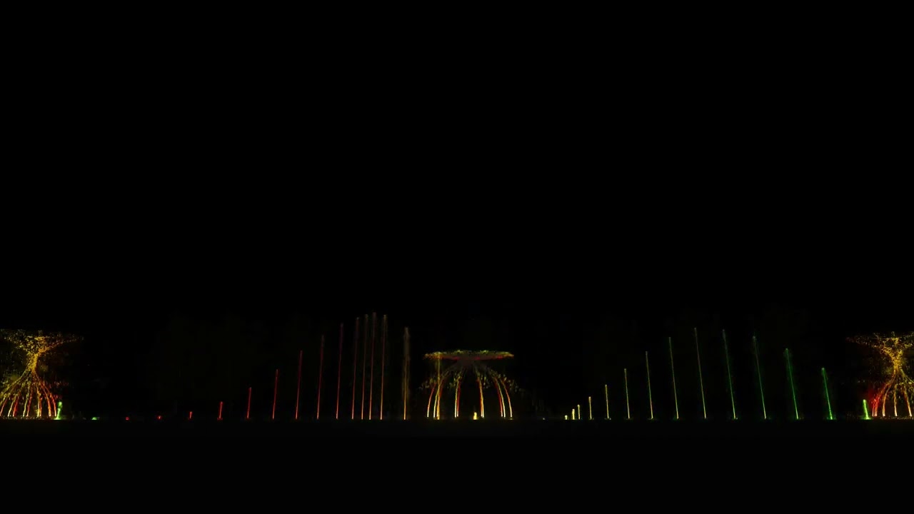 Forest city park fountain show Lancang kuning song non 360°mono 