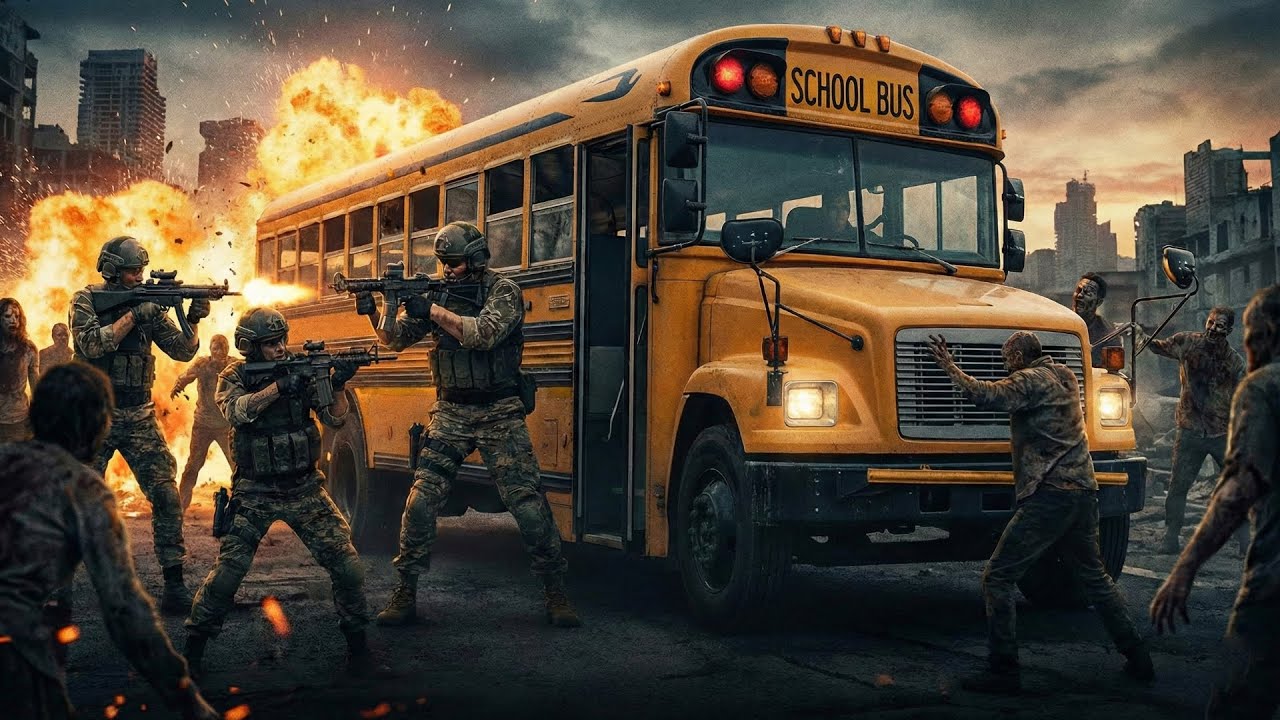 Боевик 2026 года! Элитный спецназ сражается с зомби на борту автобуса 