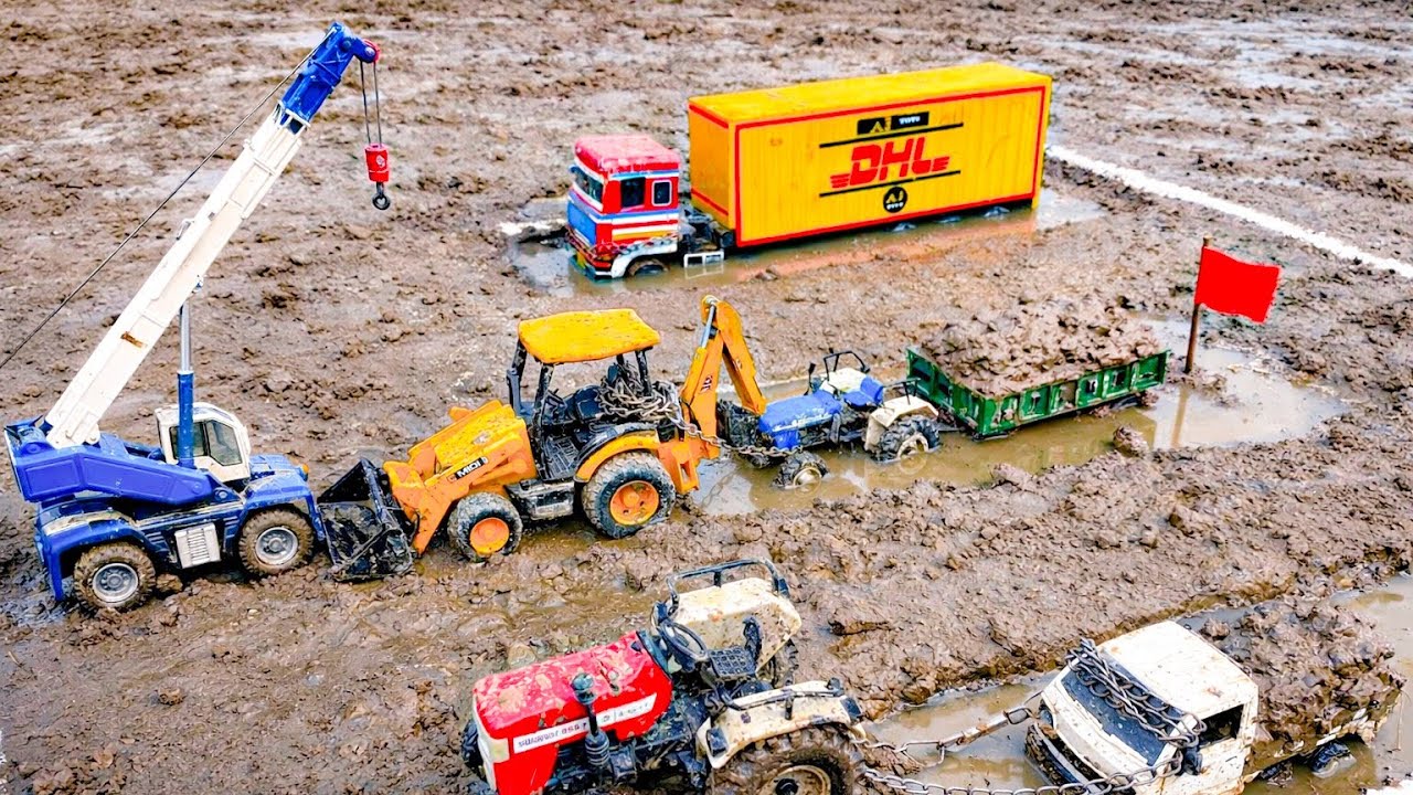 Toy Tractors Extreme Mud Rescue 😱 | Powerful Chain Pull | Kids Tractor Video