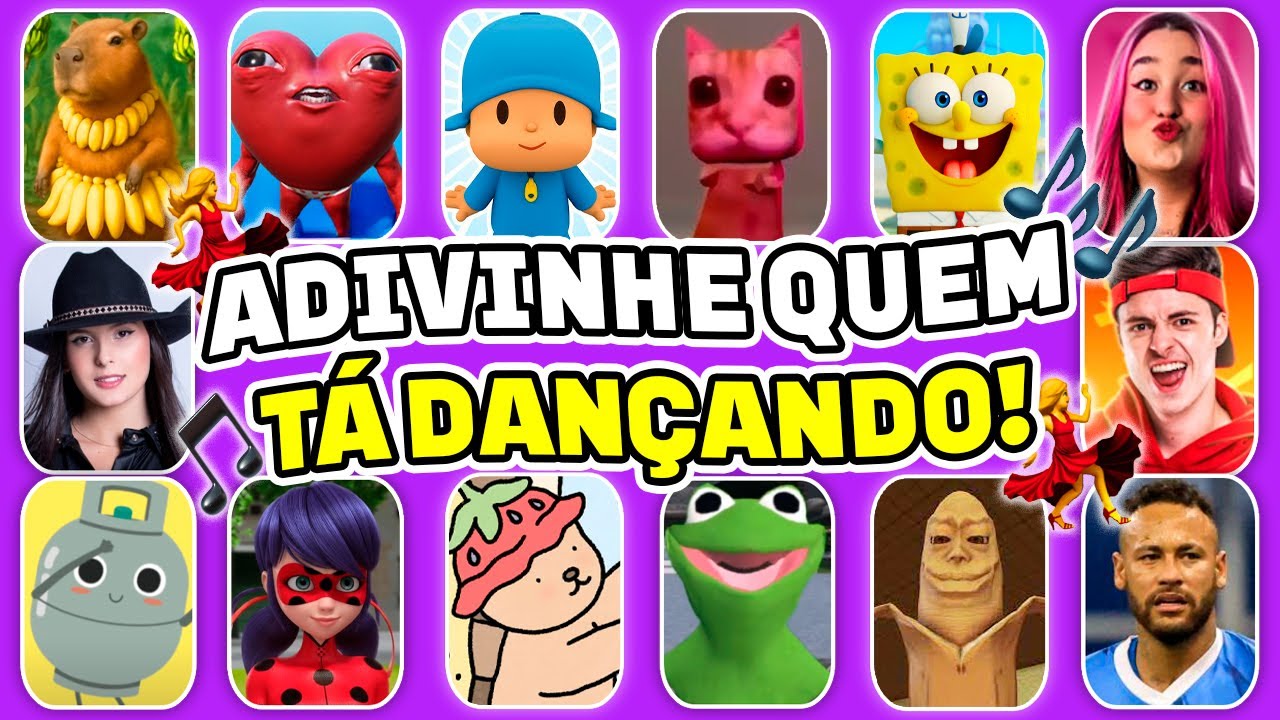 ADIVINHE QUEM TÁ DANÇANDO!💃🎵 Ay Mi Gatito Miau Miau, Pocoyo, Enaldinho, Não Choraxx, Bob Esponja
